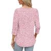 image:imageWIHOLL 34 Length Sleeve Womens Tops with Button Cuffs Dressy Casual V Neck Summer Outfits Early Fall Fashion Spring Clothes02  Pink Leopard Print