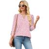 image:imageWIHOLL 34 Length Sleeve Womens Tops with Button Cuffs Dressy Casual V Neck Summer Outfits Early Fall Fashion Spring Clothes02  Pink Leopard Print