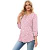 image:imageWIHOLL 34 Length Sleeve Womens Tops with Button Cuffs Dressy Casual V Neck Summer Outfits Early Fall Fashion Spring Clothes02  Pink Leopard Print