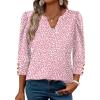 image:imageWIHOLL 34 Length Sleeve Womens Tops with Button Cuffs Dressy Casual V Neck Summer Outfits Early Fall Fashion Spring Clothes02  Pink Leopard Print