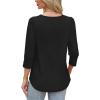 image:imageWIHOLL 34 Length Sleeve Womens Tops with Button Cuffs Dressy Casual V Neck Summer Outfits Early Fall Fashion Spring Clothes03  Black