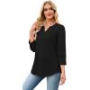 image:imageWIHOLL 34 Length Sleeve Womens Tops with Button Cuffs Dressy Casual V Neck Summer Outfits Early Fall Fashion Spring Clothes03  Black