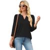 image:imageWIHOLL 34 Length Sleeve Womens Tops with Button Cuffs Dressy Casual V Neck Summer Outfits Early Fall Fashion Spring Clothes03  Black