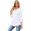 image:imageWIHOLL 34 Length Sleeve Womens Tops with Button Cuffs Dressy Casual V Neck Summer Outfits Early Fall Fashion Spring Clothes04  White