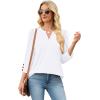 image:imageWIHOLL 34 Length Sleeve Womens Tops with Button Cuffs Dressy Casual V Neck Summer Outfits Early Fall Fashion Spring Clothes04  White