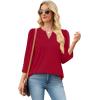 image:imageWIHOLL 34 Length Sleeve Womens Tops with Button Cuffs Dressy Casual V Neck Summer Outfits Early Fall Fashion Spring Clothes05  Red