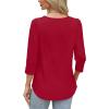 image:imageWIHOLL 34 Length Sleeve Womens Tops with Button Cuffs Dressy Casual V Neck Summer Outfits Early Fall Fashion Spring Clothes05  Red