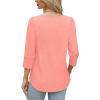 image:imageWIHOLL 34 Length Sleeve Womens Tops with Button Cuffs Dressy Casual V Neck Summer Outfits Early Fall Fashion Spring Clothes07  Coral