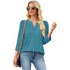 image:imageWIHOLL 34 Length Sleeve Womens Tops with Button Cuffs Dressy Casual V Neck Summer Outfits Early Fall Fashion Spring Clothes08  Turquoise