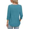 image:imageWIHOLL 34 Length Sleeve Womens Tops with Button Cuffs Dressy Casual V Neck Summer Outfits Early Fall Fashion Spring Clothes08  Turquoise