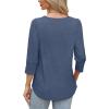 image:imageWIHOLL 34 Length Sleeve Womens Tops with Button Cuffs Dressy Casual V Neck Summer Outfits Early Fall Fashion Spring Clothes09  Blue