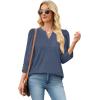 image:imageWIHOLL 34 Length Sleeve Womens Tops with Button Cuffs Dressy Casual V Neck Summer Outfits Early Fall Fashion Spring Clothes09  Blue