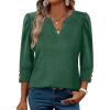 image:imageWIHOLL 34 Length Sleeve Womens Tops with Button Cuffs Dressy Casual V Neck Summer Outfits Early Fall Fashion Spring Clothes10  Green