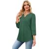 image:imageWIHOLL 34 Length Sleeve Womens Tops with Button Cuffs Dressy Casual V Neck Summer Outfits Early Fall Fashion Spring Clothes10  Green