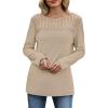 image:imageWIHOLL Blouses for Women Dressy Casual Lace Spring Long Sleeve Shirts 2026 Trendy Sweaters Waffle Knit Beach Vacation ClothesAoatmeal