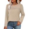 image:imageWIHOLL Blouses for Women Dressy Casual Lace Spring Long Sleeve Shirts 2026 Trendy Sweaters Waffle Knit Beach Vacation ClothesAoatmeal