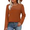 image:imageWIHOLL Blouses for Women Dressy Casual Lace Spring Long Sleeve Shirts 2026 Trendy Sweaters Waffle Knit Beach Vacation ClothesBcaramel
