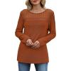 image:imageWIHOLL Blouses for Women Dressy Casual Lace Spring Long Sleeve Shirts 2026 Trendy Sweaters Waffle Knit Beach Vacation ClothesBcaramel