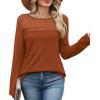 image:imageWIHOLL Blouses for Women Dressy Casual Lace Spring Long Sleeve Shirts 2026 Trendy Sweaters Waffle Knit Beach Vacation ClothesBcaramel