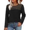 image:imageWIHOLL Blouses for Women Dressy Casual Lace Spring Long Sleeve Shirts 2026 Trendy Sweaters Waffle Knit Beach Vacation ClothesCblack