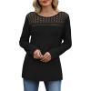 image:imageWIHOLL Blouses for Women Dressy Casual Lace Spring Long Sleeve Shirts 2026 Trendy Sweaters Waffle Knit Beach Vacation ClothesCblack