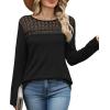 image:imageWIHOLL Blouses for Women Dressy Casual Lace Spring Long Sleeve Shirts 2026 Trendy Sweaters Waffle Knit Beach Vacation ClothesCblack