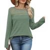 image:imageWIHOLL Blouses for Women Dressy Casual Lace Spring Long Sleeve Shirts 2026 Trendy Sweaters Waffle Knit Beach Vacation ClothesDgreen