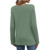 image:imageWIHOLL Blouses for Women Dressy Casual Lace Spring Long Sleeve Shirts 2026 Trendy Sweaters Waffle Knit Beach Vacation ClothesDgreen