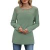 image:imageWIHOLL Blouses for Women Dressy Casual Lace Spring Long Sleeve Shirts 2026 Trendy Sweaters Waffle Knit Beach Vacation ClothesDgreen