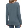 image:imageWIHOLL Blouses for Women Dressy Casual Lace Spring Long Sleeve Shirts 2026 Trendy Sweaters Waffle Knit Beach Vacation ClothesDreal Teal