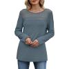 image:imageWIHOLL Blouses for Women Dressy Casual Lace Spring Long Sleeve Shirts 2026 Trendy Sweaters Waffle Knit Beach Vacation ClothesDreal Teal
