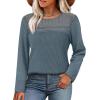 image:imageWIHOLL Blouses for Women Dressy Casual Lace Spring Long Sleeve Shirts 2026 Trendy Sweaters Waffle Knit Beach Vacation ClothesDreal Teal