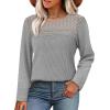 image:imageWIHOLL Blouses for Women Dressy Casual Lace Spring Long Sleeve Shirts 2026 Trendy Sweaters Waffle Knit Beach Vacation ClothesEgrey