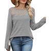 image:imageWIHOLL Blouses for Women Dressy Casual Lace Spring Long Sleeve Shirts 2026 Trendy Sweaters Waffle Knit Beach Vacation ClothesEgrey