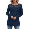 image:imageWIHOLL Blouses for Women Dressy Casual Lace Spring Long Sleeve Shirts 2026 Trendy Sweaters Waffle Knit Beach Vacation ClothesFnavy Blue