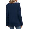 image:imageWIHOLL Blouses for Women Dressy Casual Lace Spring Long Sleeve Shirts 2026 Trendy Sweaters Waffle Knit Beach Vacation ClothesFnavy Blue