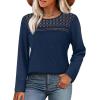 image:imageWIHOLL Blouses for Women Dressy Casual Lace Spring Long Sleeve Shirts 2026 Trendy Sweaters Waffle Knit Beach Vacation ClothesFnavy Blue