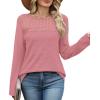 image:imageWIHOLL Blouses for Women Dressy Casual Lace Spring Long Sleeve Shirts 2026 Trendy Sweaters Waffle Knit Beach Vacation ClothesHpink