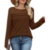 image:imageWIHOLL Blouses for Women Dressy Casual Lace Spring Long Sleeve Shirts 2026 Trendy Sweaters Waffle Knit Beach Vacation ClothesIcoffee