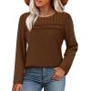 image:imageWIHOLL Blouses for Women Dressy Casual Lace Spring Long Sleeve Shirts 2026 Trendy Sweaters Waffle Knit Beach Vacation ClothesIcoffee