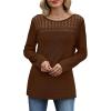 image:imageWIHOLL Blouses for Women Dressy Casual Lace Spring Long Sleeve Shirts 2026 Trendy Sweaters Waffle Knit Beach Vacation ClothesIcoffee