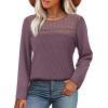 image:imageWIHOLL Blouses for Women Dressy Casual Lace Spring Long Sleeve Shirts 2026 Trendy Sweaters Waffle Knit Beach Vacation ClothesIpurple