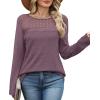 image:imageWIHOLL Blouses for Women Dressy Casual Lace Spring Long Sleeve Shirts 2026 Trendy Sweaters Waffle Knit Beach Vacation ClothesIpurple