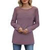 image:imageWIHOLL Blouses for Women Dressy Casual Lace Spring Long Sleeve Shirts 2026 Trendy Sweaters Waffle Knit Beach Vacation ClothesIpurple