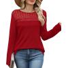 image:imageWIHOLL Blouses for Women Dressy Casual Lace Spring Long Sleeve Shirts 2026 Trendy Sweaters Waffle Knit Beach Vacation ClothesIred