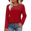 image:imageWIHOLL Blouses for Women Dressy Casual Lace Spring Long Sleeve Shirts 2026 Trendy Sweaters Waffle Knit Beach Vacation ClothesIred