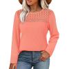 image:imageWIHOLL Blouses for Women Dressy Casual Lace Spring Long Sleeve Shirts 2026 Trendy Sweaters Waffle Knit Beach Vacation ClothesJcoral