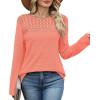 image:imageWIHOLL Blouses for Women Dressy Casual Lace Spring Long Sleeve Shirts 2026 Trendy Sweaters Waffle Knit Beach Vacation ClothesJcoral