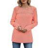 image:imageWIHOLL Blouses for Women Dressy Casual Lace Spring Long Sleeve Shirts 2026 Trendy Sweaters Waffle Knit Beach Vacation ClothesJcoral
