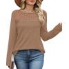 image:imageWIHOLL Blouses for Women Dressy Casual Lace Spring Long Sleeve Shirts 2026 Trendy Sweaters Waffle Knit Beach Vacation ClothesJkhaki